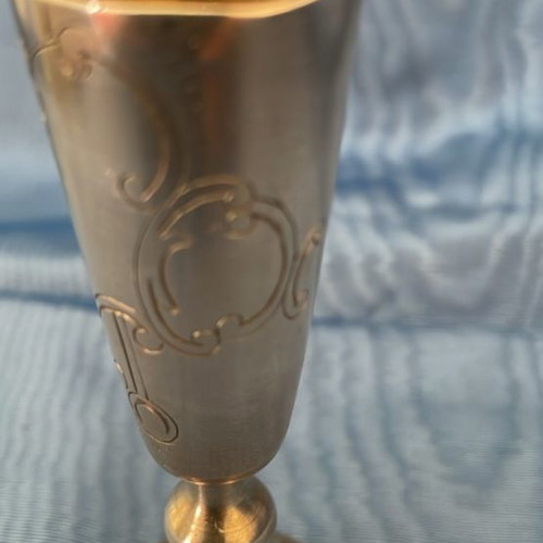 Silver Russian Empire shot glass used with floral engraving