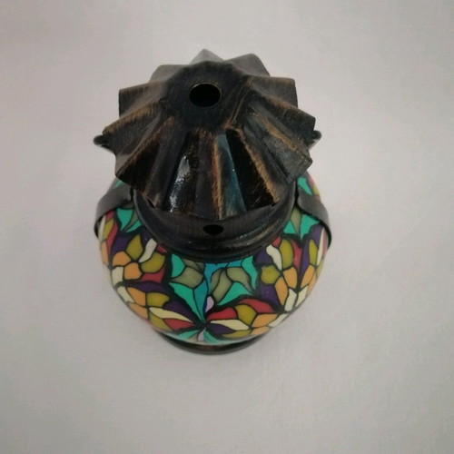 Brass hanging lantern vintage with mosaic designs like new