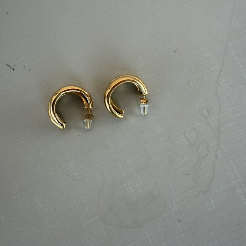 Steel double hoop earrings new, gold tone