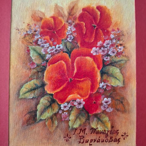 Canvas painting like new with bouquet of flowers