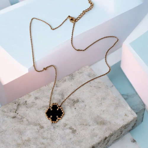 Steel necklace black cross with miyuki made to order