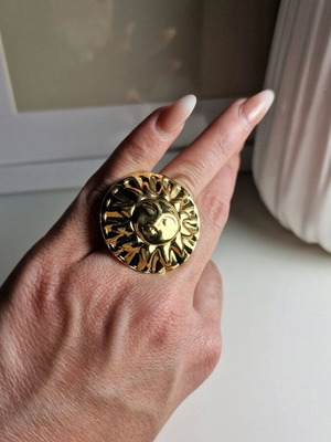 Sun design stainless steel ring gold color new adjustable
