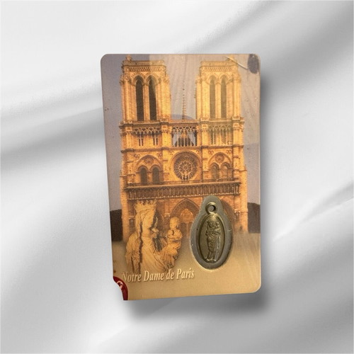Collectible Notre Dame pendant and prayer card new