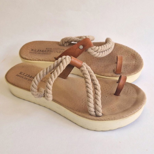 Leather sandals like new, beige and brown, size 36