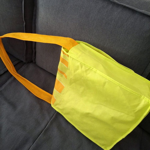 Fabric shoulder bag like new, green and orange