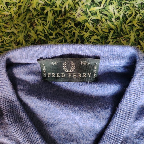 Fred Perry wool sweater used, size M, blue