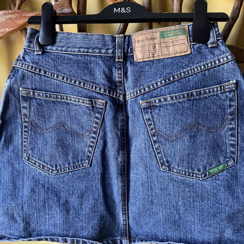 Benetton denim skirt size S like new, blue, A-line with buttons