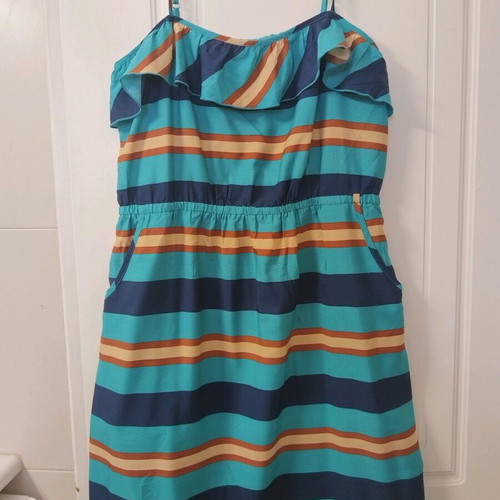 Peacocks summer dress like new, blue and brown