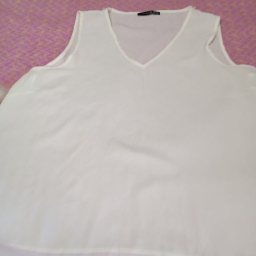 Primark A-line blouse with long necklace new, white, XXL