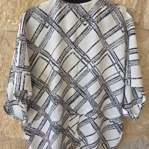 River Island Monochrome Plaid Bomber Blouse Shirt like new