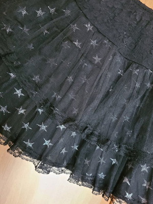 Goth skirt Living Dead Souls used, size M, black with silver