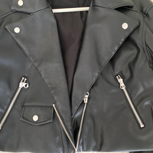 H&M Divided Cropped Faux Leather Biker Jacket like new, black, size S