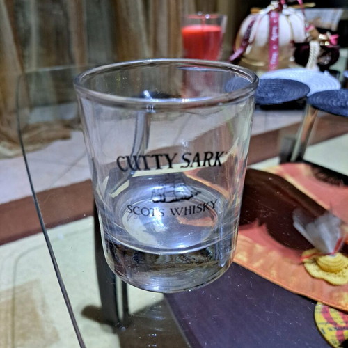 Cutty Sark whiskey glass new, height 9cm, diameter 7cm