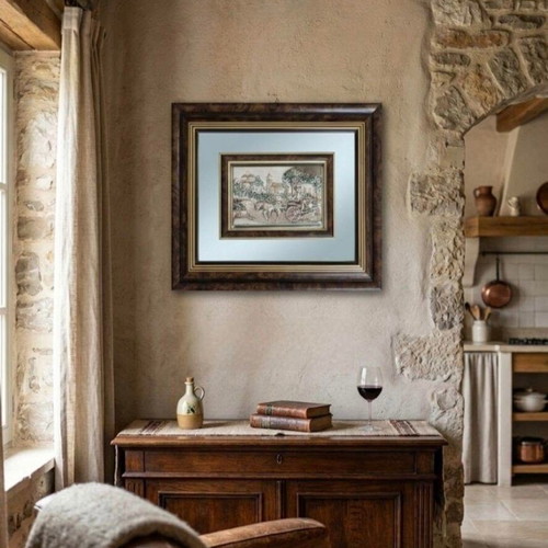 Decorative embossed wall plaque with rural scene, like new