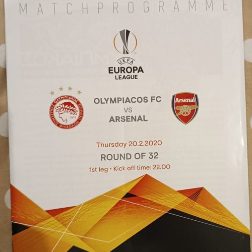 Collectible Match Programme Olympiacos vs Arsenal 2019-20 used