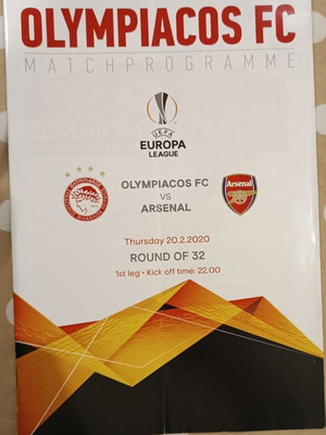 Συλλεκτικό Match Programme Ολυμπιακός - Άρσεναλ 2019-20 μεταχειρισμένο