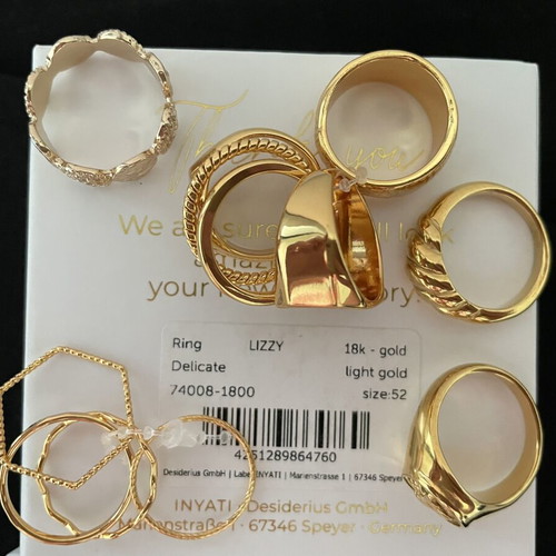 Inyati 25 rings 18k gold new, various sizes and designs