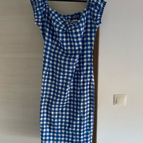 Collectif London Retro dress like new, white and blue, size M
