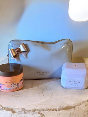 Ted Baker original cosmetic bag with body soufflé set