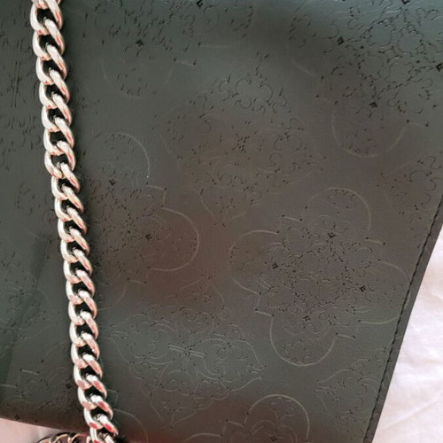 Ophelia handmade leather crossbody bag like new green with silver chain