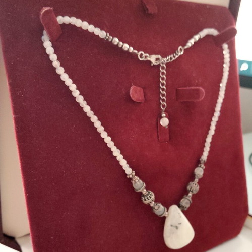 925 silver moonstone necklace, adjustable 40-45 cm