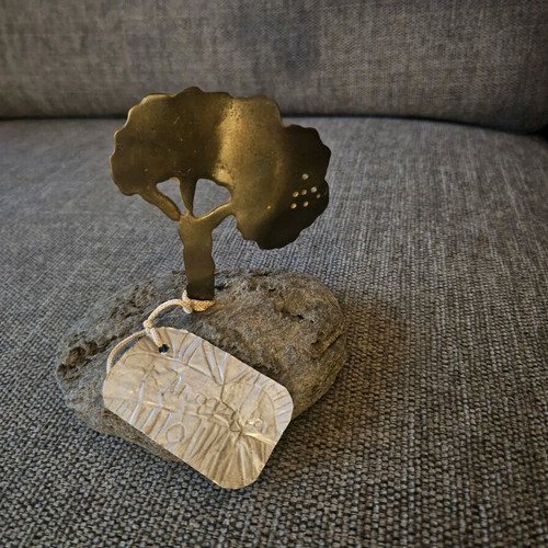 Bronze artwork with stone base like new by Katerina Moraiti