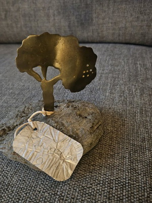 Bronze artwork with stone base like new by Katerina Moraiti