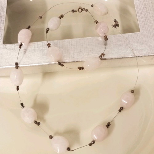 Silver set 925 pink quartz like new