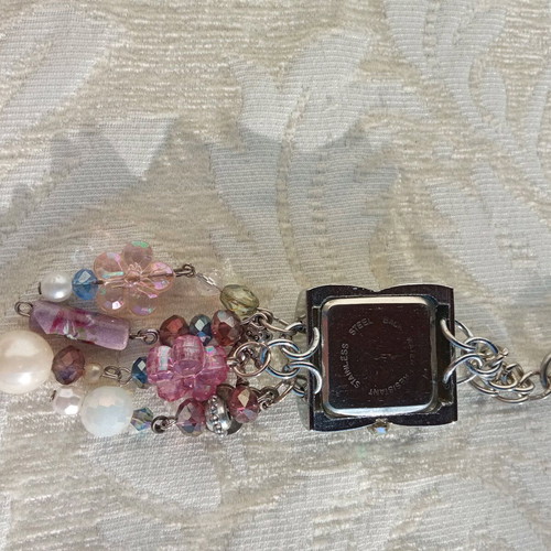 Keychain / pursecharm new, pink and silver, handmade
