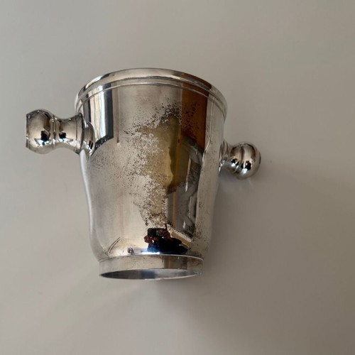 Silver-plated ice bucket used, heavy construction