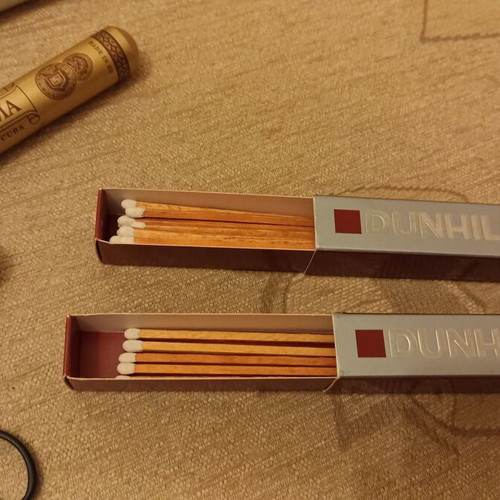 Vintage Dunhill matchboxes and aluminum cigar tubes used set
