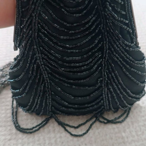 Evening bag like new, black with long chain