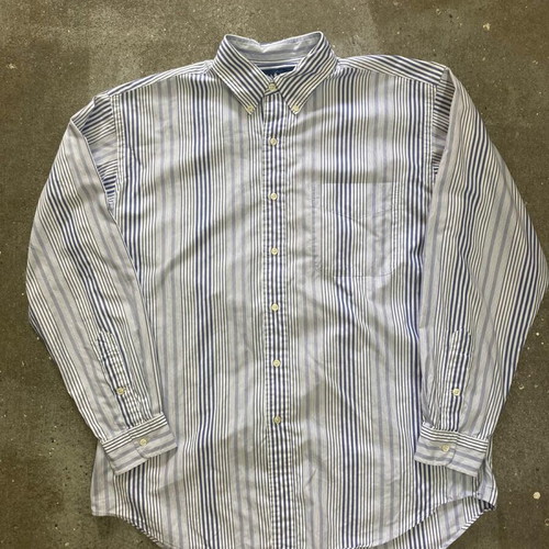 Ralph Lauren Blake Long Sleeve Shirt, Light Blue White Pinstripe, L
