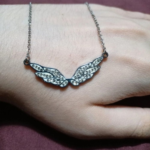 Necklace, white and silver