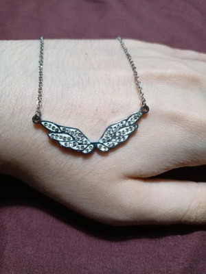 Necklace, white and silver