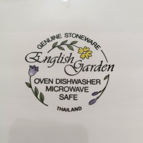 English Garden vintage dinner plates set of 8, 27cm, genuine stoneware
