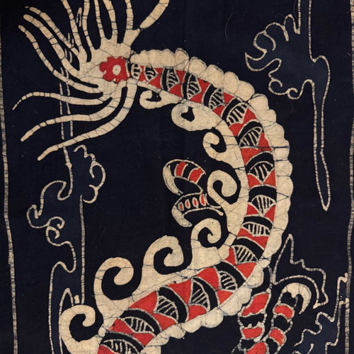 Handmade Batik wall decor Asian dragon cotton fabric