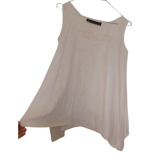 Panos Apergis Summer Cotton T-shirt Like New, Medium, White and Orange