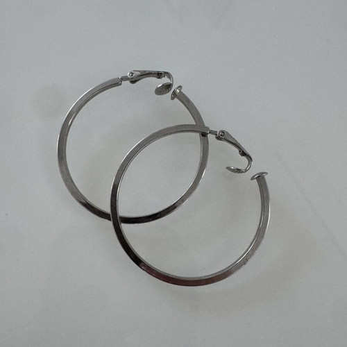 Large Silver Hoop Earrings with Clip new