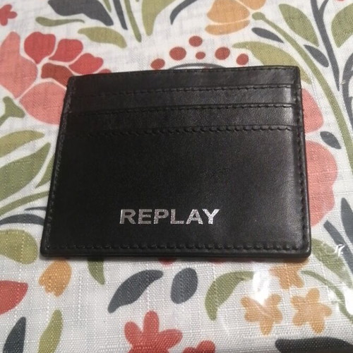 Replay leather card holder, black, new