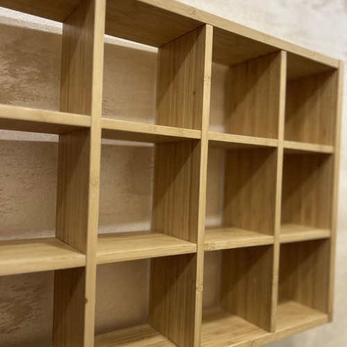 German wall shelf like new, natural bamboo with compartments
