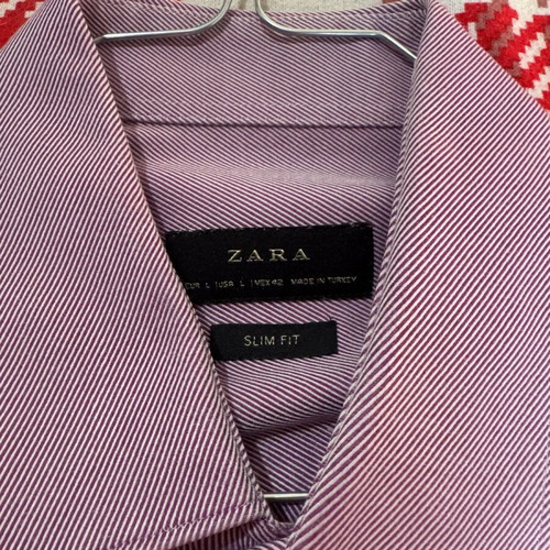 Zara Man Shirt Lavender Slim Fit Large like new