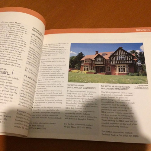 University of Birmingham Postgraduate Prospectus 1995 used