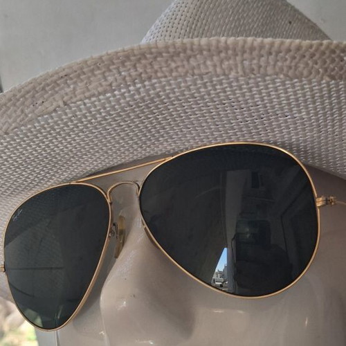 Ray Ban vintage large aviator sunglasses, black and gold