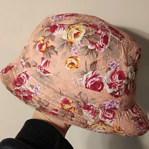 Floral kids hat used, size 54, multicolored