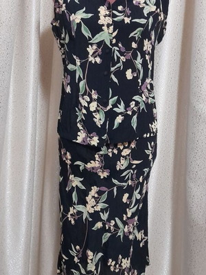 Rapture Wear vintage γυναικείο σετ δύο τεμαχίων, μαύρο με floral