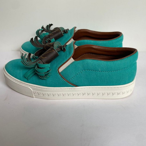 Louis Vuitton Slip On shoes used, turquoise, size 36.5