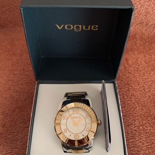 Vogue women's watch like new, two-tone gold and silver with rhinestones