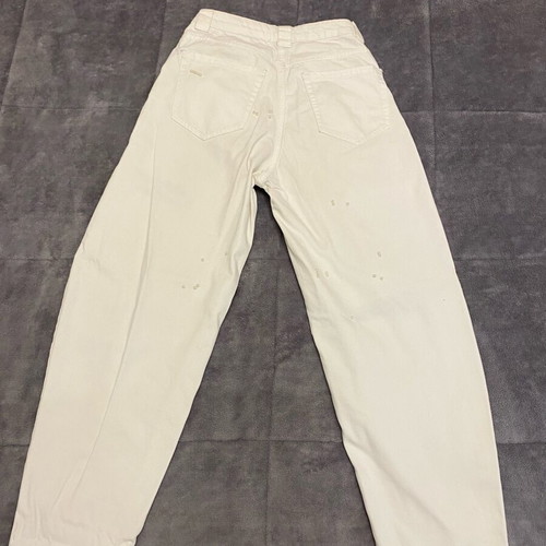 Bershka denim pants with hand-sewn beads, like new, white