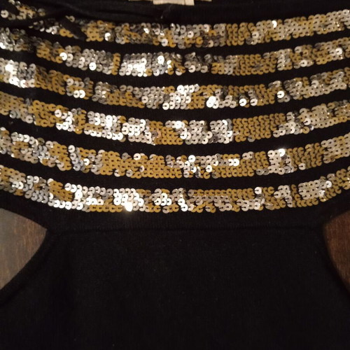 MNG Jeans Halterneck Top L New Black Silver Sequins